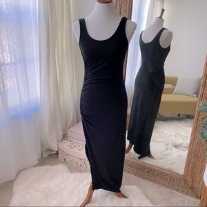 A New Day Womens Black Tank Dress Ruched Side Asymmetrical Hem size xs